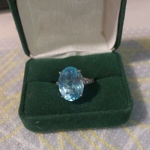 Pandora Elegant Blue Gemstone Ring Sz 9 Humungus!